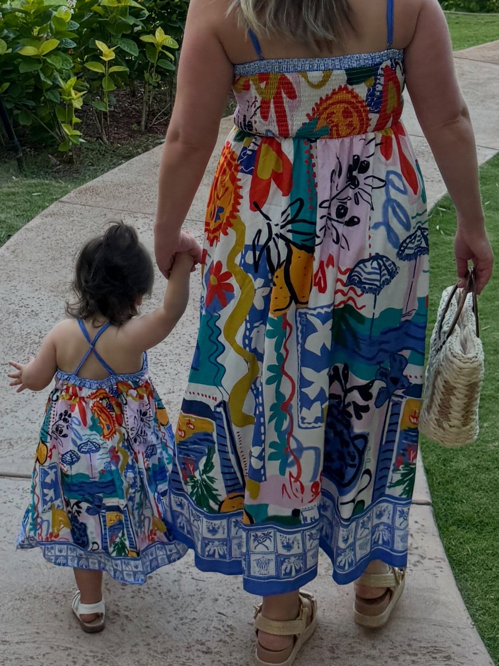 Matching Summer Maxi Dress Set in Multicolor Print